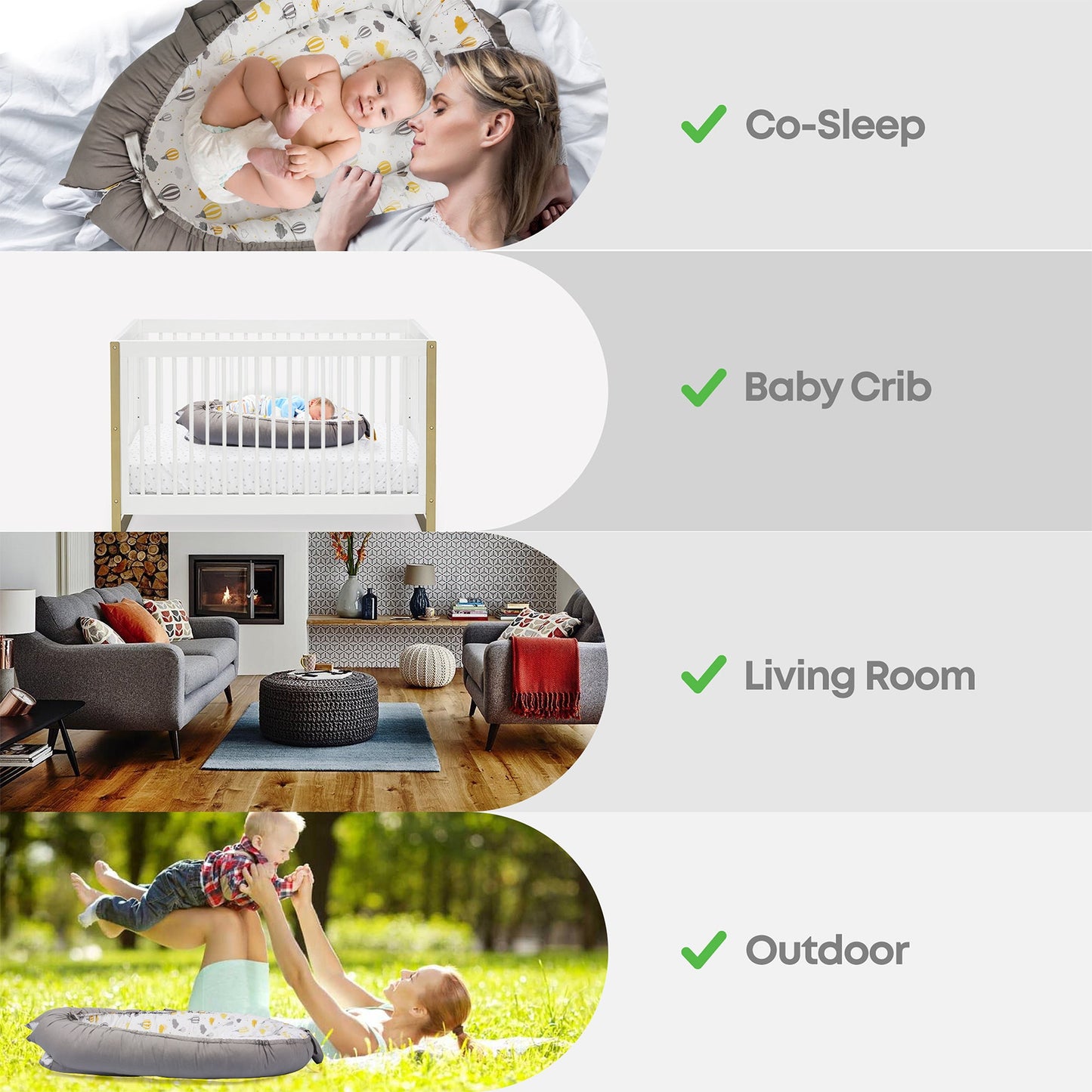 Baby Nest Lounger – Portable Co-Sleeper for Newborns | Breathable,